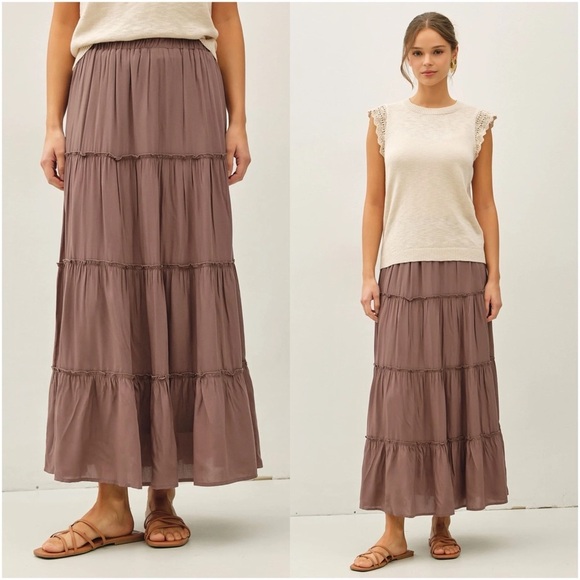 Trendy boutique Dresses & Skirts - Mocha Tiered Maxi Skirt